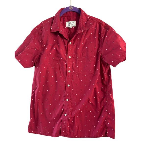 American Eagle Printed Button-Up Burgundy Casual Resort Shirt Size M - Picture 1 of 7